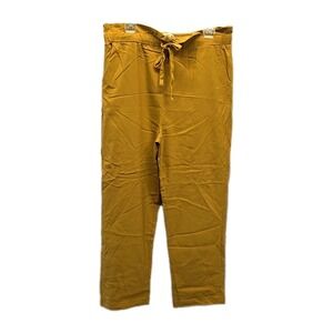 Betseys Boutique Shop Mustard Paperbag Waist Drawstring Pants Boho Pull On sz XL